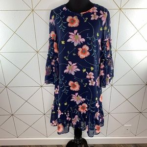 Eliza J Floral Bell Cuff Sheath Dress Size 8